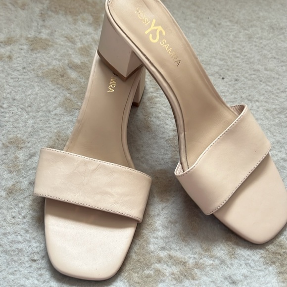Yosi Samra Danielle Open Toe 2” Heeled Slides, Nude/Tan - Size 10 - Picture 4 of 5
